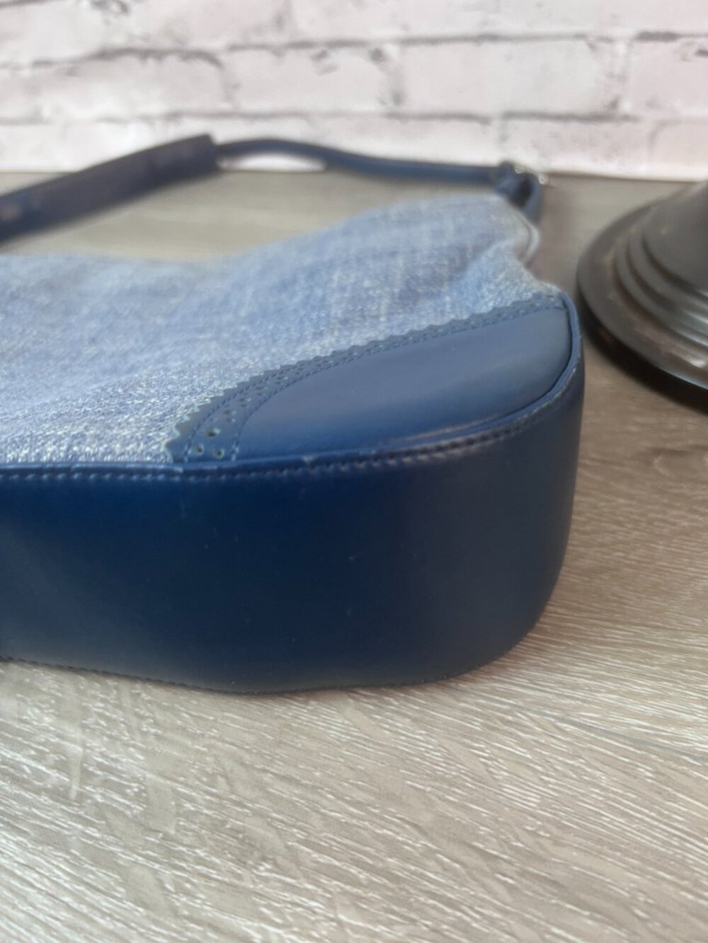 Y2K Vintage Coach Girlie Herringbone Hobo 8146 Navy Denim - Picture 5 of 7